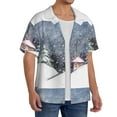 thumbnail image 4 of KLL Winter Landscape Print Men's Shirt Short Sleeve Button Down Summer Cuba Beach Shirts- Medium, 4 of 7