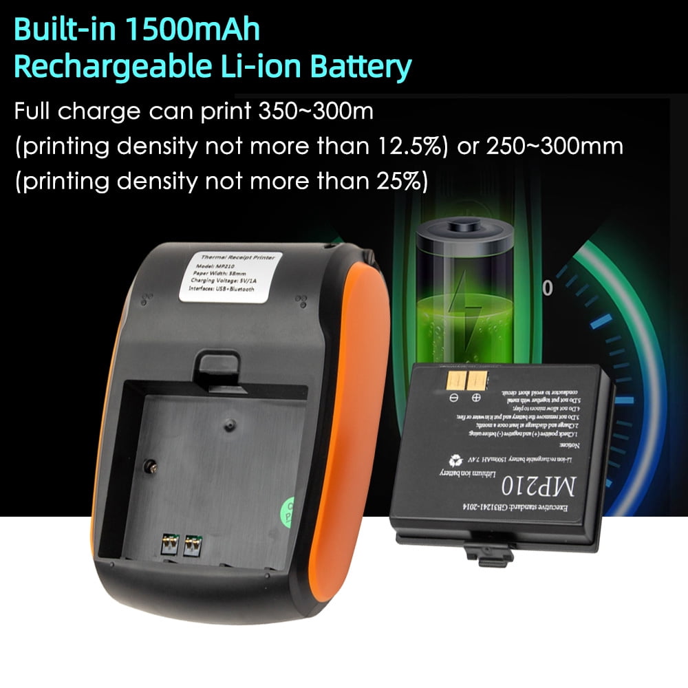 Anself Portable Mini Thermal Receipt Printer, 121x83.5x54.8mm