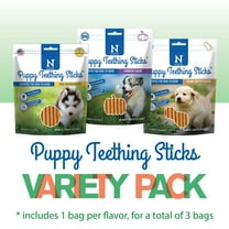N-Bone Puppy Teething Sticks Variety Pack, Dried Chew Sticks for Puppy, Chicken & Pumpkin & Peanut Butter Flavor, 3 Bags, 11.22 oz, for Small Breeds