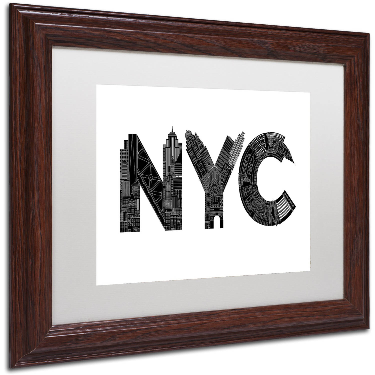 Trademark Fine Art 'NYC' Canvas Art by Robert Farkas, White Matte, Wood Frame