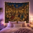 thumbnail image 2 of Courtyard Dance Around Fountain, Cozy Illustration for Culture Lovers, Festive Gathering Decor, Housewarming Gift, Tapestry Wall Hanging for Living Room and Dining Room, 2 of 7
