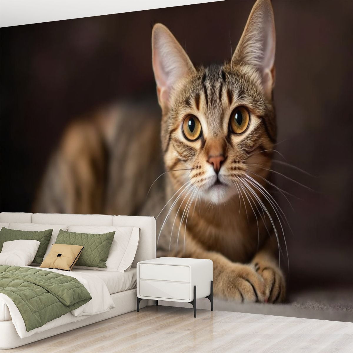 Peel and Stick Wallpaper Tabby Cat Animal Kitten Kitten Poster Cat Whiskers Expressive Eyes Modern Art Wall Mural Decor Self Adhesive and Removable 69in x 98in