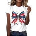 thumbnail image 2 of Goodtrade8 Women's Summer T Shirts Red White and Blue 4th of July Pullover American Short Sleeve Graphic Red White and Blue , Casual Independence Day Tops for Junior Fashion, 2 of 6