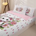thumbnail image 3 of Manfei Bowknot Kitten Zipper Twin Comforter Sets with Fitted Sheet and 2 Pillowcases, Cartoon Blossoms Flower Zipper Bedding Set, Pink, Pink Reversible, 4 Pieces, 3 of 7