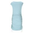 thumbnail image 5 of OSFVNOXV Women's Summer Off Shoulder Trendy Ruched Stretch Bodycon Cocktail Party Flare Mini Dress, 5 of 9