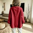 thumbnail image 4 of Coats For Women Short Fuzzy Cuff Draped Collar Loose Fit Outerwear Solid Color Long Sleeve Casual Jacket For Fall Winter, 4 of 6