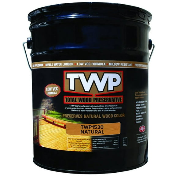 TWP 1530 Natural Low VOC Wood Preservation Stain - Eco-Friendly, Long-Lasting Protection, UV & Water Resistant, Easy to Apply - 5 Gallon