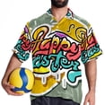 thumbnail image 4 of Easter Font Men's Short Sleeve Casual Printed Button Down Beach Shirts, 4 of 6