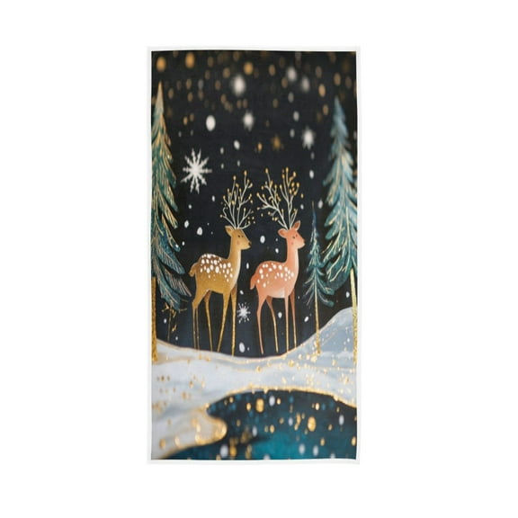 Towel 30x15 Inch Face Towel Hand Towel Bath Towels Hand Bath Towels Single-Sided Printed Towels, Lightweight, Breathable and Absorbent Christmas Tree Pretty Deer