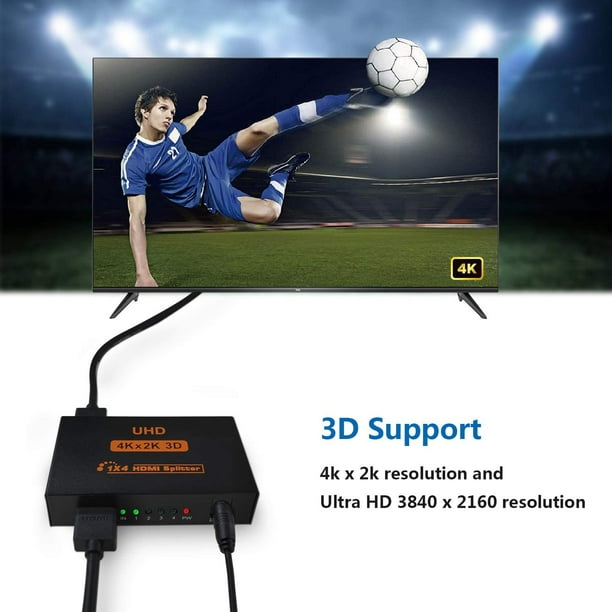 Hdmi Splitter 1x4, NEWCARE HDMI Splitter 1 in 4 out, HDMI Splitter Supports  Full HD1080P 4K