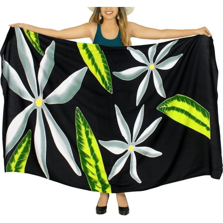 HAPPY BAY Women s Beach Wrap Bikini Swimwear Swim Cover up Bathing suit Summer Wraps Swimsuit Beachwear Sarong Coverups Skirts for Women One Size Black  Leaves