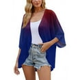 thumbnail image 6 of bbyeadc Chiffon Cardigan for Women Long Sleeve Shrugs for Women Plus Size Lightweight Open Front Shrug Cardigan Gradient Dressy Draped Floral Cardigan, Dark Blue L, 6 of 6