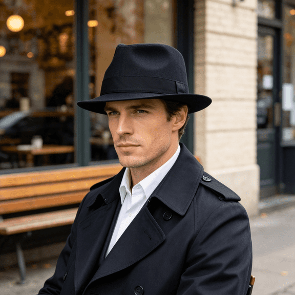 XIBUFE Men's Herringbone Fedora Hat Black Hats for Men