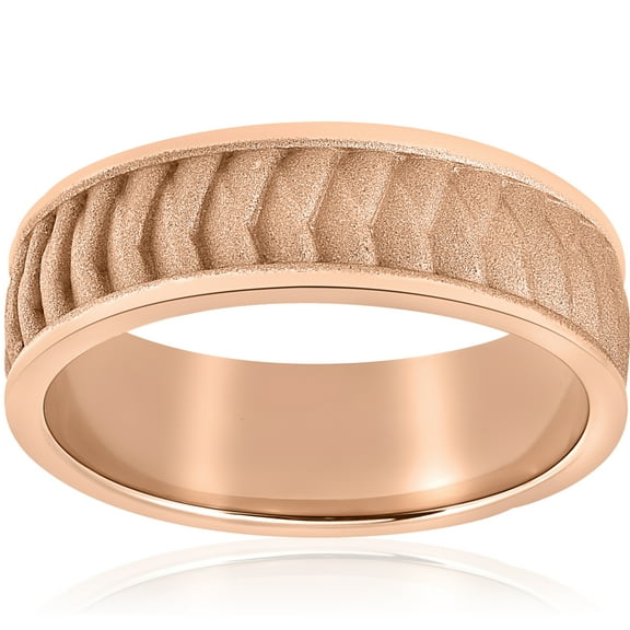 Pompeii Mens Solid 14k Rose Gold Braided Wedding Band 8mm Comfort Fit (,)