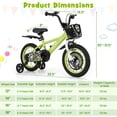 thumbnail image 3 of Costway 14" Kid’s Bike for 3-5 with Height-Adjustable Handlebar & Saddle Handbrake Green, 3 of 10