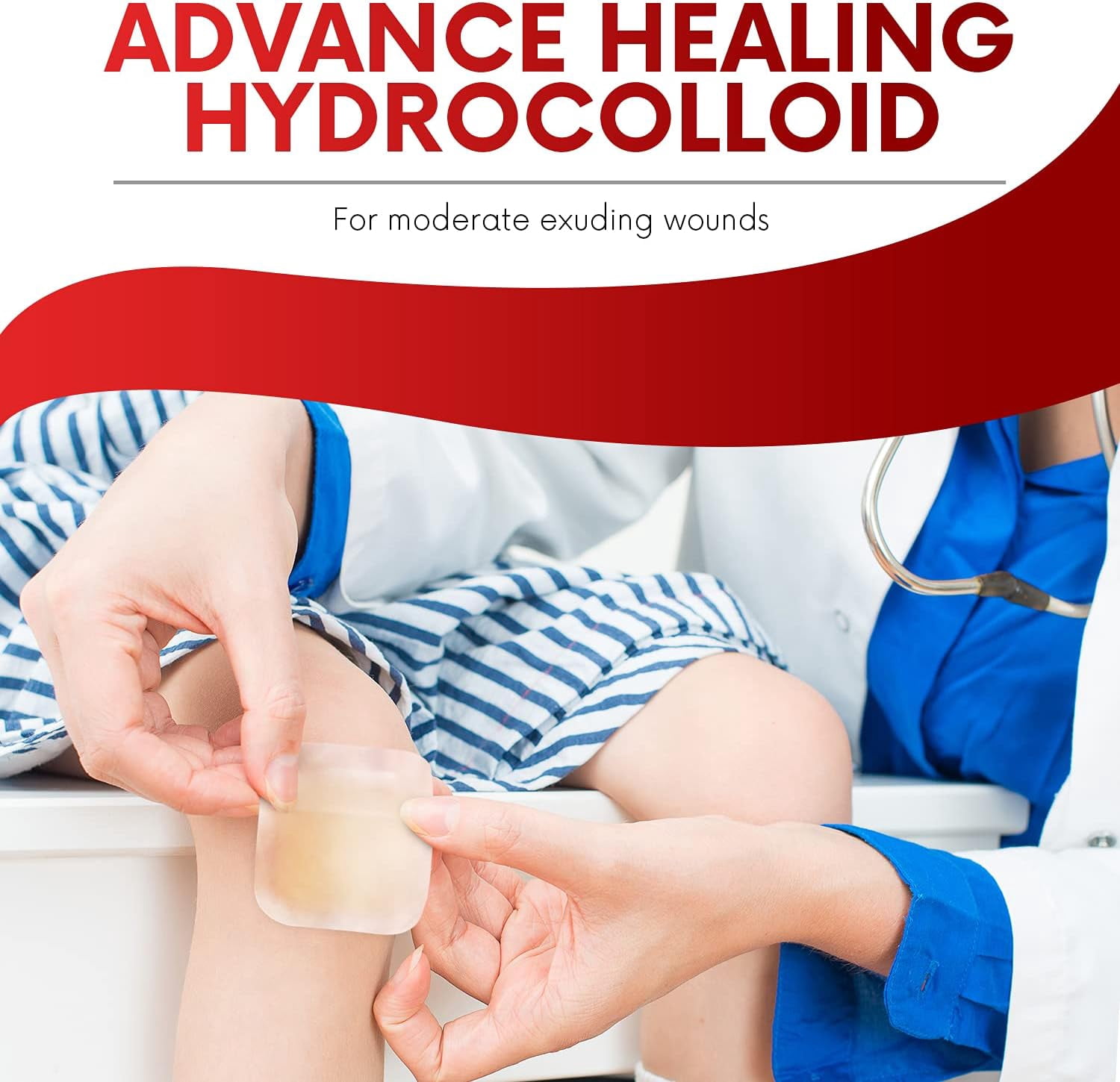 Healqu Hydrocolloid Wound Dressing - 6x6" Box of 10 Sterile Bordered Bandages - Large Waterproof & Absorbent Patches for Bed Sores, Abrasions, and Wound Care