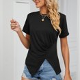 thumbnail image 6 of Njoeus Women's Casual Basic Short Sleeve Loose T-Shirt Tee Tops Asymmetrical Hem Round Neck Summer T-Shirts Comfy Tee Blouses S-XXL, 6 of 8