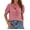 A242 Red, variant on Womens Shirts Retro Gingham Check Short Puff Sleeve V Neck Ruffle Trim Button Down Tops Casual Elegant Summer Vacation Office Wear Lightweight Blouses