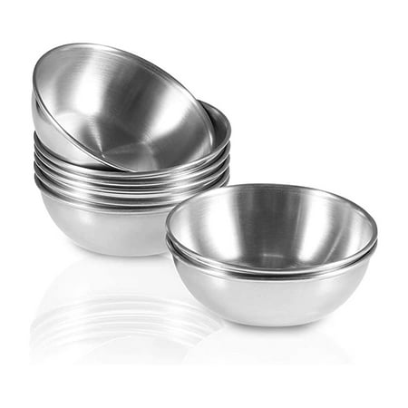 

SNNROO 8 Pcs Stainless Steel Sauce Dish Mini Individual Saucer Bowl Round Seasoning Dishes Bowls Condiment Cups Sushi Dipping Small Dish Bowl Saucers Mini Appetizer Plates