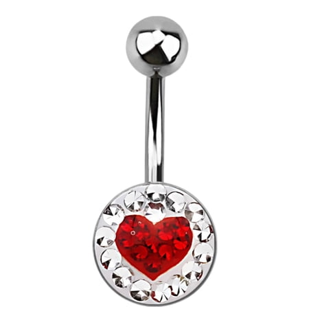 Belly Button Ring Navel Surgical steel belly button ring disk ferido gems heart design