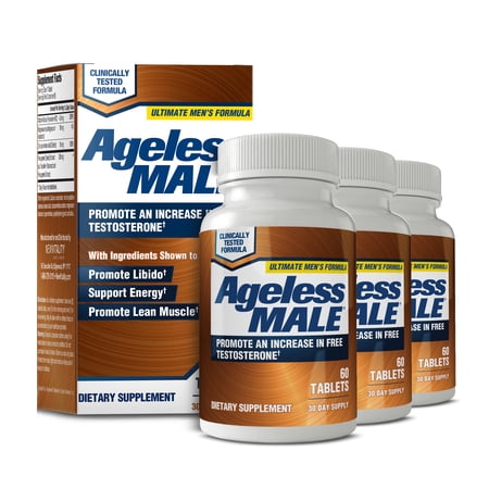 (3 pack) (3 pack) Ageless Male Free Testosterone Booster with Testofen, Caps, 60 Ct