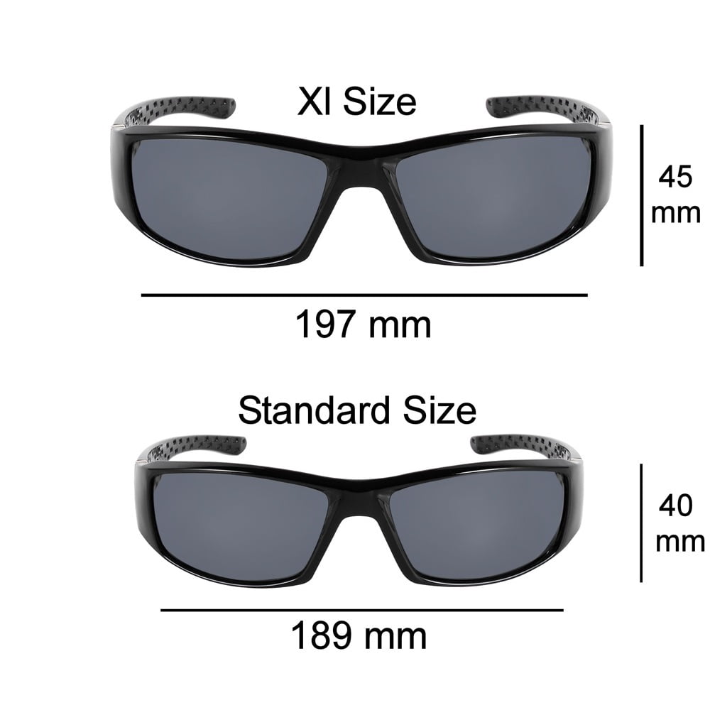 "The Diesel" 2 Pair of Extra Large Polarized Sunglasses for Men with Wide Heads - Black/Black