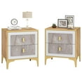 thumbnail image 1 of Costway 2 PCS Nightstand with Storage Faux Marble Surface Accent Table with 2 Pull-out Drawers, 1 of 10