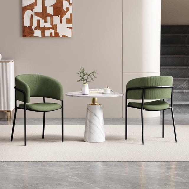 Noble House HORIZON Modern Side Chair with Angled Legs Adjustable Feet(Green)