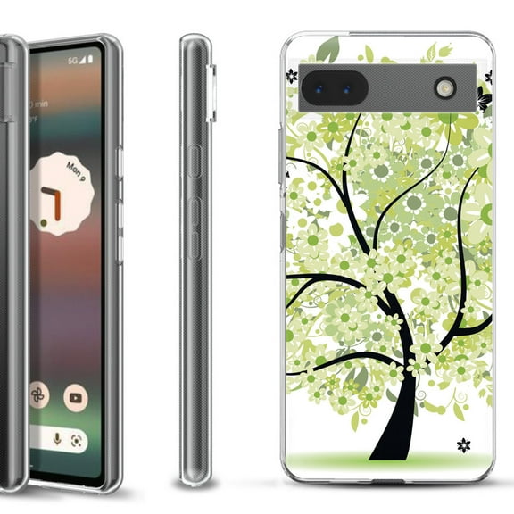 Slim-Fit Gel TPU Phone Case for Google Pixel 6a, by OneToughShield ® - Green Tree