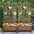 thumbnail image 2 of Renwick 72" H Rolling Wood Planter Raised Bed with Trellis, Dark Brown, 2 of 11