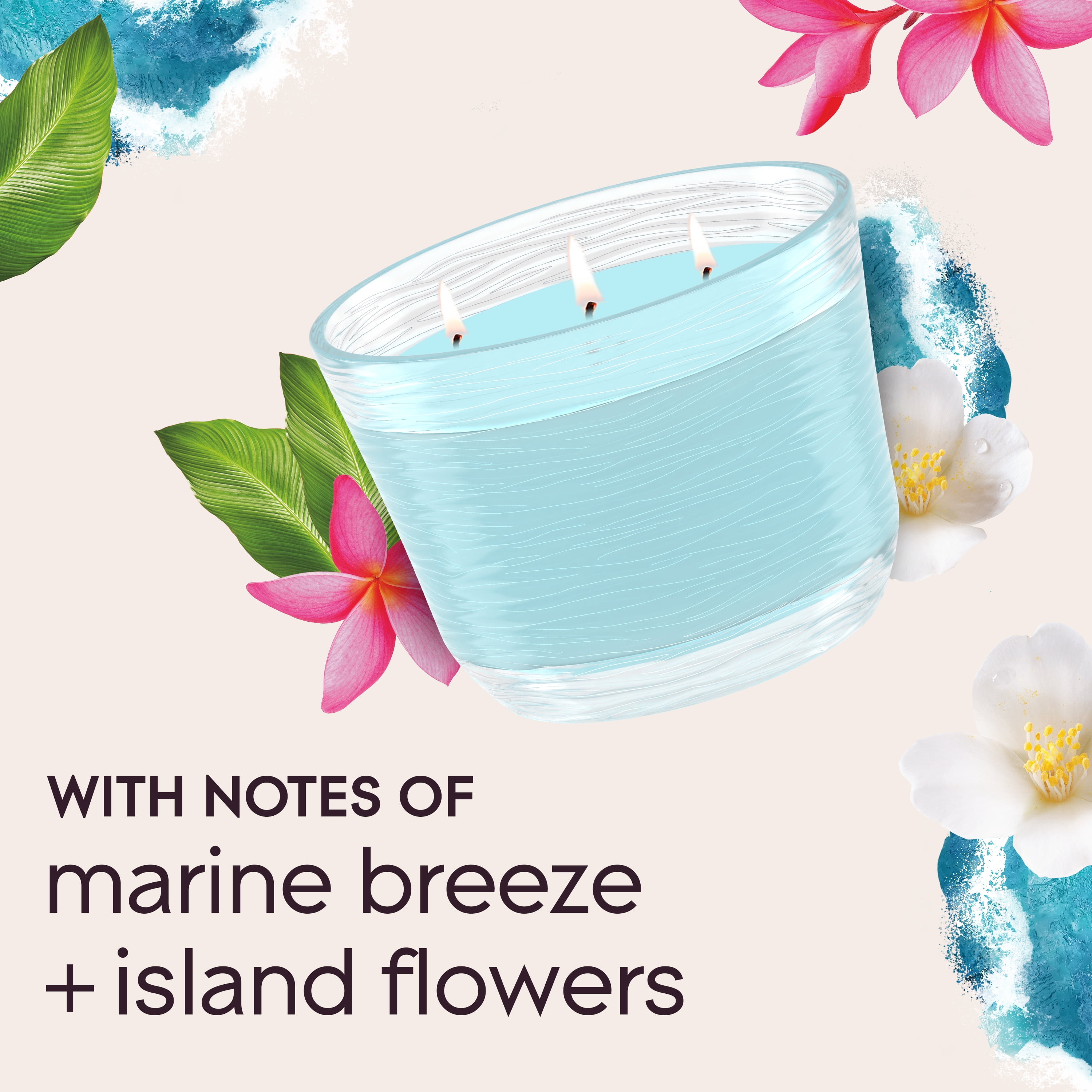 Glade 3-Wick Candle, Aqua Waves, 6.8 oz, Pack of 3