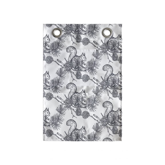 Squirrel Hanging Pocket Organizer, Pine Cones Fluffy Tree Friend Animals Plain Background Illustration, Printed Polyester Storage Bag with Pockets, 14" x 20", White and Purpleblue