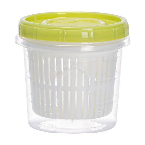 Contenedor de almacenamiento de frutas y verduras con tapa, caja para refrigerador para conservar alimentos, ideal para cebollas picadas, pasta de jengibre y ajo, con orificios de drenaje. Mantiene