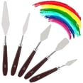 thumbnail image 2 of Raspador de pintura al óleo de acero inoxidable, cuchillo de paleta con mango de plástico, 5 juegos Vhermosa MZQ-0675, 2 of 8
