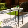 thumbnail image 3 of Glitzhome  24.4"H Farmhouse Rustic Enamel Metal Planter Stand End Table White-Old Stock, 3 of 5
