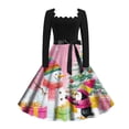 thumbnail image 3 of Vestido Informal Retro Con Cordones y Cuello Cuadrado de Manga Larga Con Estampado Navideño Para Mujer, Otoño E Invierno (1), 3 of 3
