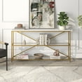 thumbnail image 4 of Evelyn&Zoe Fionn 55" Wide Rectangular Console Table with Faux Marble Top, Blackened Bronze, 4 of 5