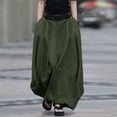 thumbnail image 2 of LWavelet Women Balloon Maxi Skirt Elastic High Waist With Pockets Casual Summer Long Skirt Army Green 2XL, 2 of 8