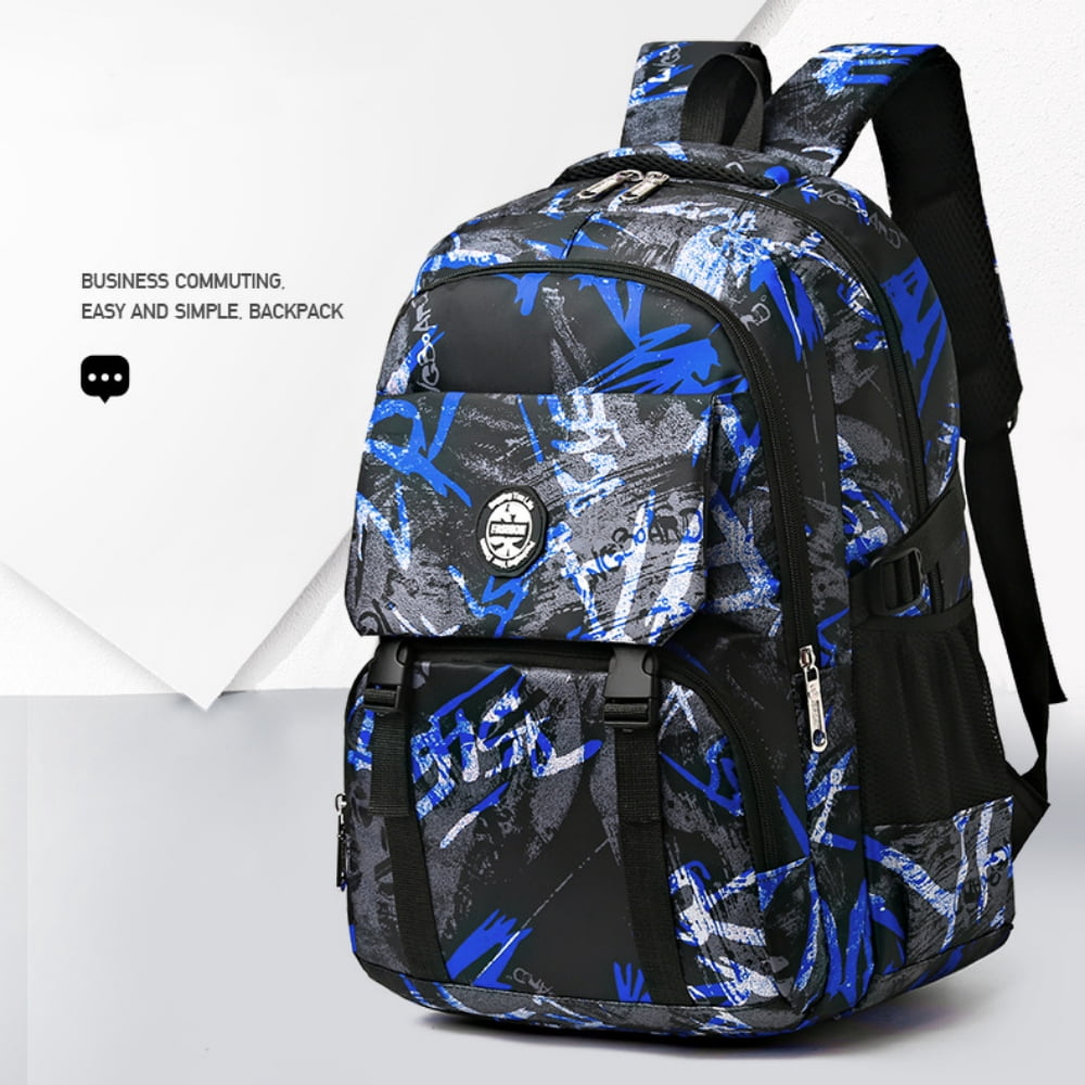 Tyethy School Backpack for Boys Kids Printed Large Capacity Laptop Bookbag Casual Daypack for School Travle Daily Use, Blue