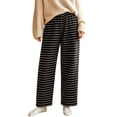 thumbnail image 3 of Women's Stripe Pajama Pants Casual Elastic Waist Loose Wide Leg Lounge Bottoms Comfy Casual Breathable Everyday Wear, 3 of 7