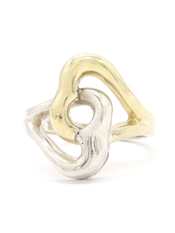 Pre-Owned Tiffany & Co. Double Heart Ring, Yellow Gold and Sterling Silver 925 Combination...