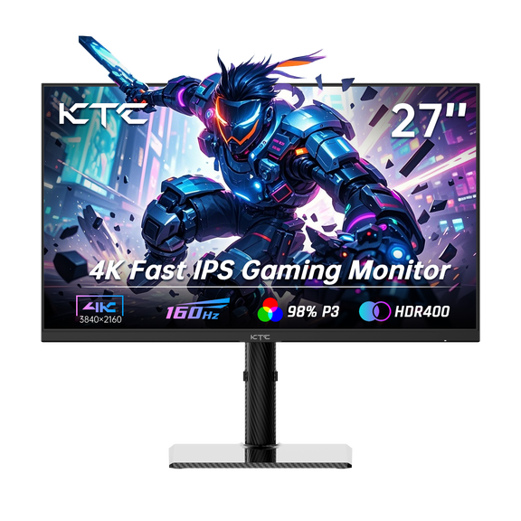 KTC 27 Inch 4K Gaming Monitor, UHD 3840x2160 160Hz Compute Monitor, Fast IPS Panel, Adaptive Sync, HDMI DisplayPort, HDR400, Height Pivot Swivel Tilt Adjustable Vertical Monitor, U27T6