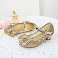 thumbnail image 5 of LYMAYTER Girls Flower Dress Shoes Mary Jane Wedding Bow Bridesmaids Low Heels Shoes for Kids Toddler Glitter Princess Shoes, 5 of 9
