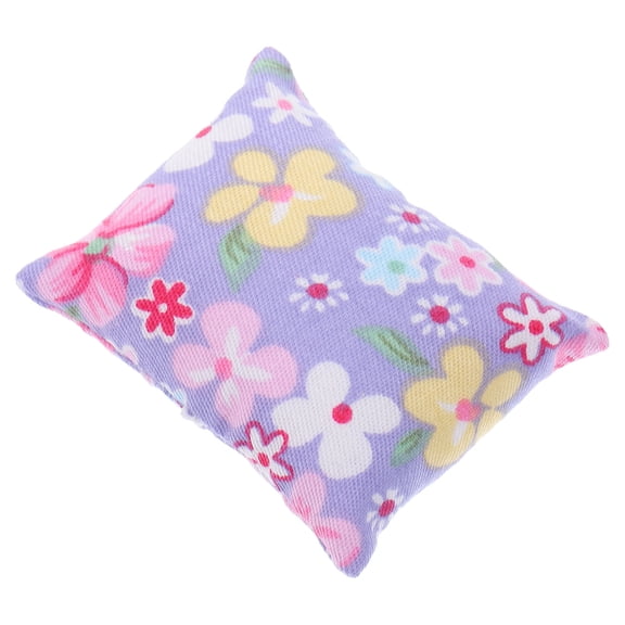 Toddmomy Mini Pillows Rectangular Purple Cloth Plastic Rattan For Miniature Dollhouse Accessories 5x4x2.5in 1Set