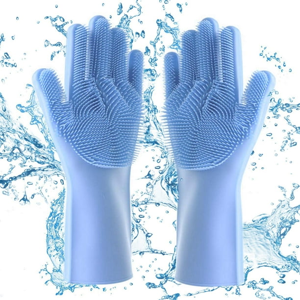 Rubber Gloves 2 Pack Magic Dishwashing Gloves Silicone Reusable Kitchen