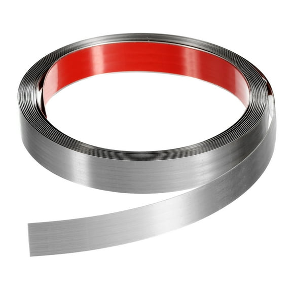 Uxcell 16.4ft x 0.79" Wall Trim Self Adhesive Stainless Steel Brushed Finish Trim Silver