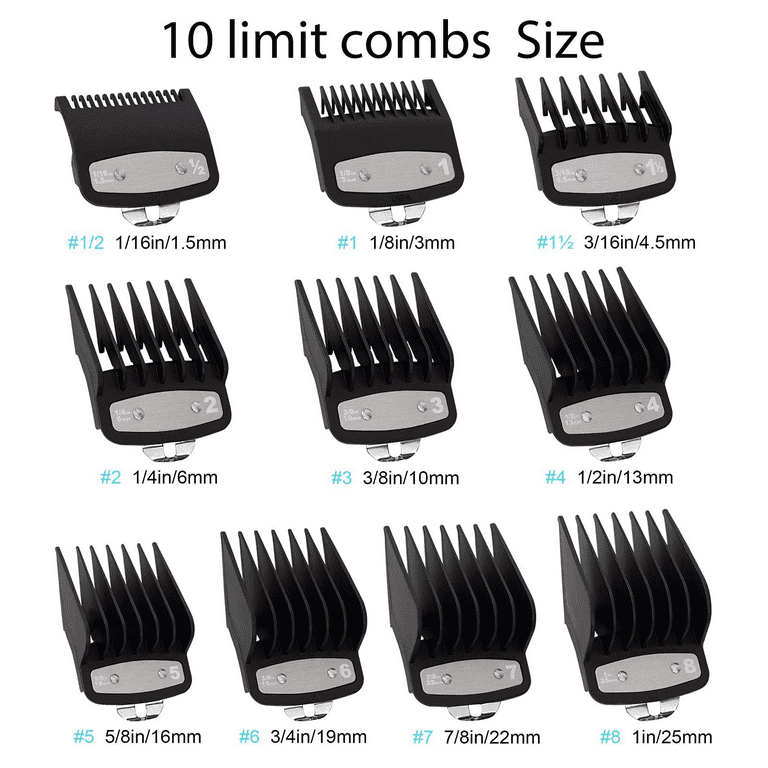 Clipper Guards Cutting Guides for Most Wahl Clipper with Metal Clip From 1 16 Inch to 1 Inch