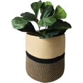 thumbnail image 6 of omh ORGANIZE MY HOME Decorative Baskets for Plants| 9- & 11-inch Pots for Indoor Plants | Floor Planter Pot Cover | Rope Plant Basket for Indoor (Medium 11" Round, Tan/Black), 6 of 6
