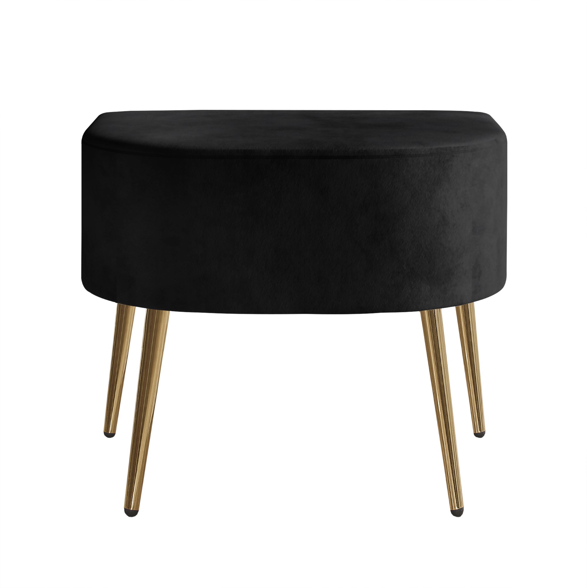 Home Design Cassy Tufted Velvet Flared Arm Chair with Ottoman Stool, Gold Metal Legs and Modern Accent Seating