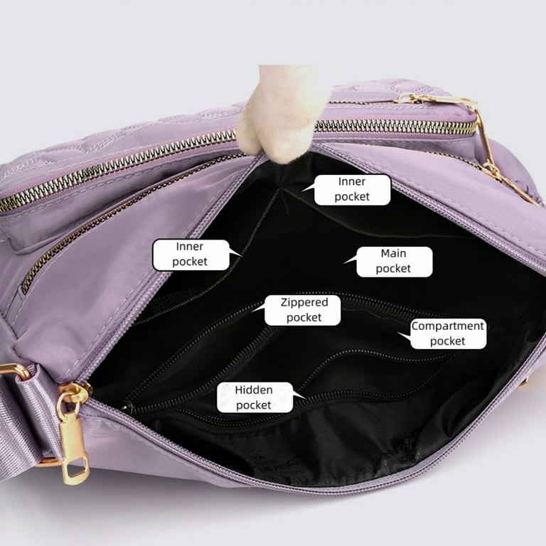 Tyethy Crossbody Bag for Women Multi Pocket Nylon Shoulder Bag Handbag Purse Trendy Messenger Bag for Ladies, Purple Tyethy Crossbody Bag for Women Multi Pocket Nylon Shoulder Bag Handbag Purse Trendy Messenger Bag for Ladies, Purple